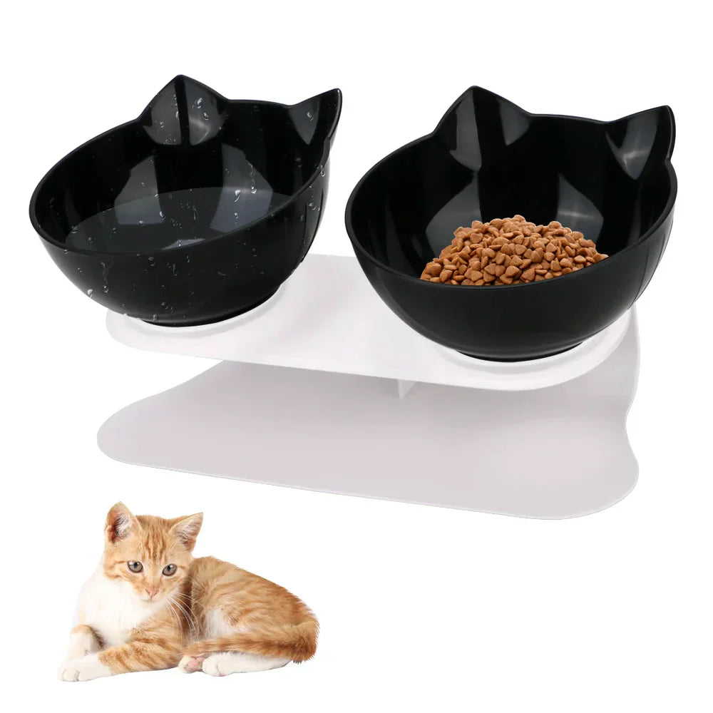 Ergonomic Double Pet Bowl Set β Non-Slip, Raised Stand for Dogs & Cats