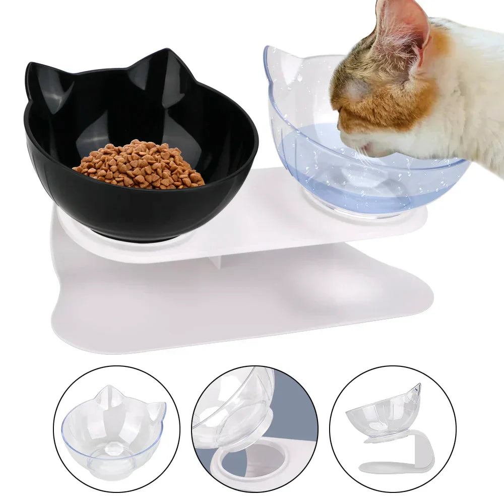 Ergonomic Double Pet Bowl Set β Non-Slip, Raised Stand for Dogs & Cats