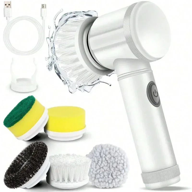 Electric Spin Scrubber โ Power Cleaning Brush with 5 Replaceable Heads