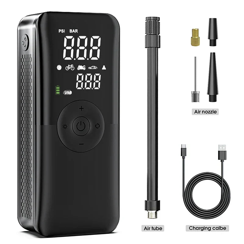 Rechargeable Tire Inflator β Digital Cordless Air Pump for Cars & Bikes
