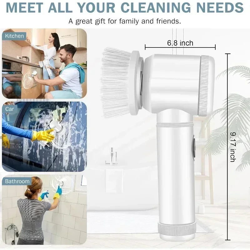 Electric Spin Scrubber โ Power Cleaning Brush with 5 Replaceable Heads