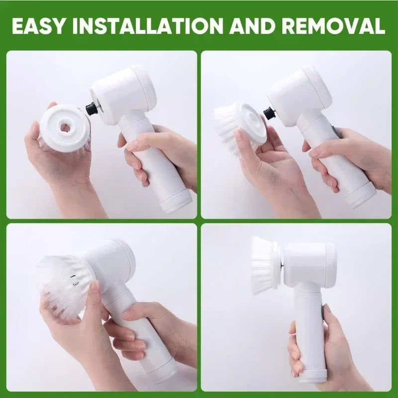 Electric Spin Scrubber โ Power Cleaning Brush with 5 Replaceable Heads