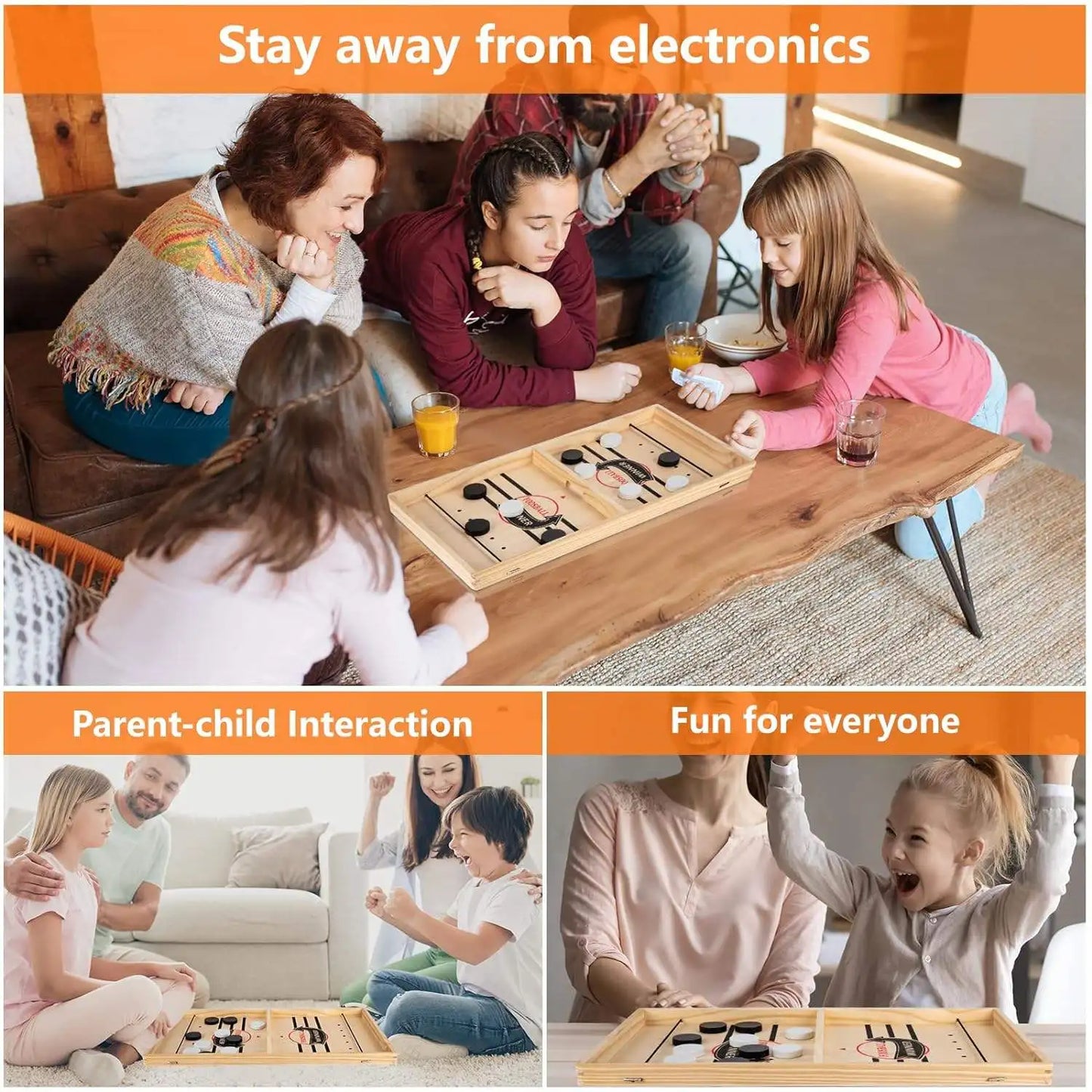 Fast Sling Puck Game β Wooden Table Battle for Kids & Parents