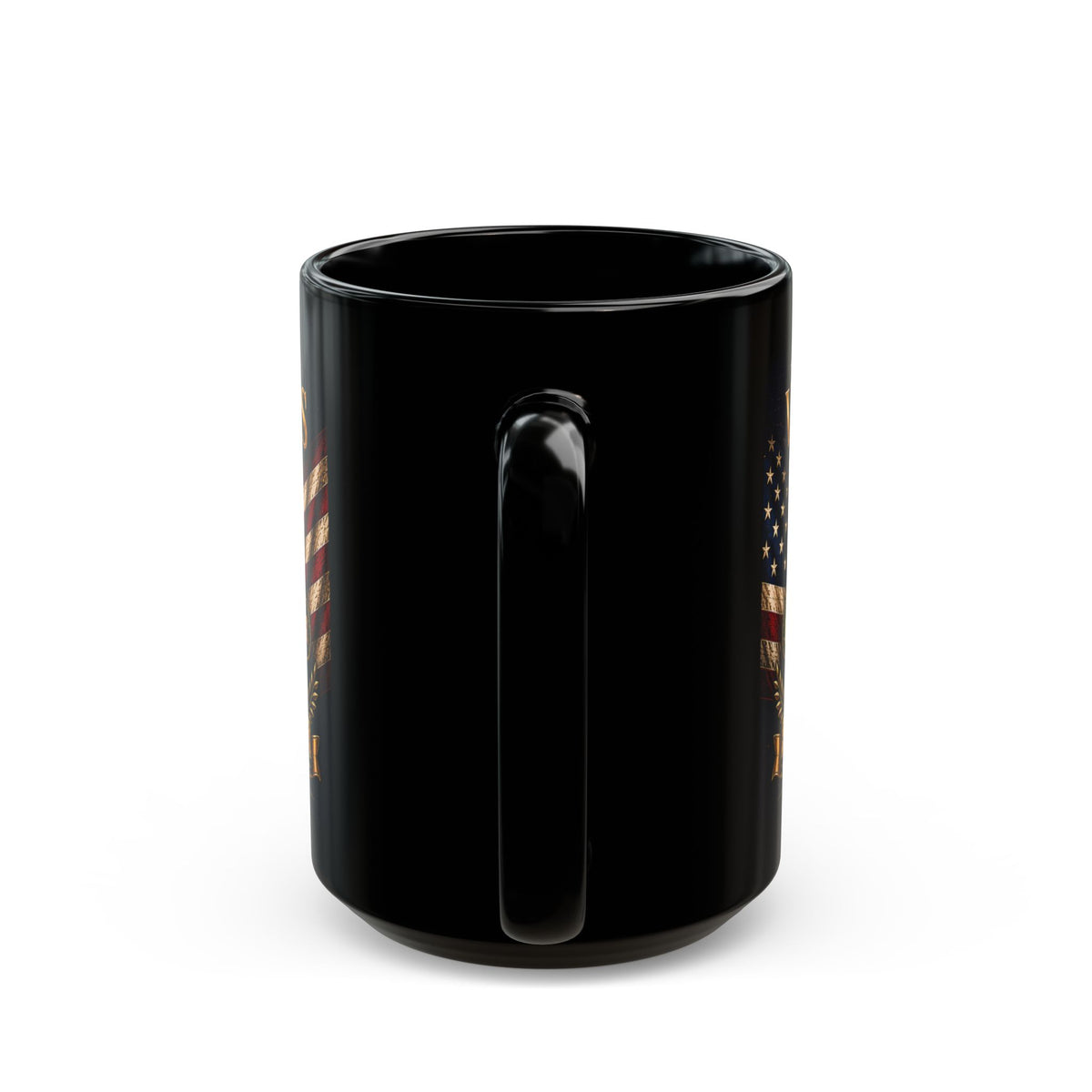 Veterans Tribute Black Mug – Honoring Our Veterans 25/50 Years of Service (American Flag & Eagle)