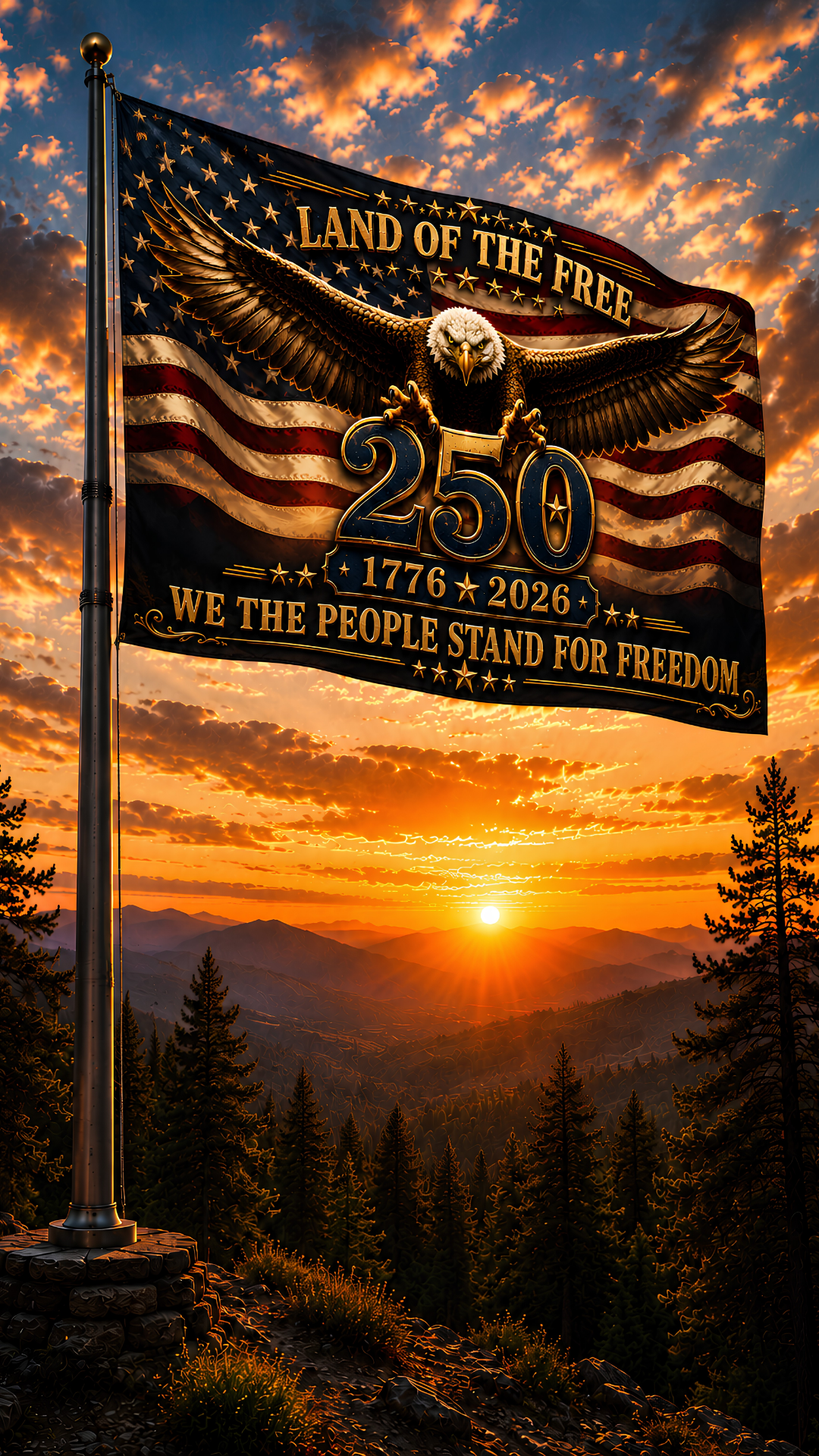 Land of the Free 250th Anniversary Flag — Double-Sided Patriotic American Flag (1776–2026)