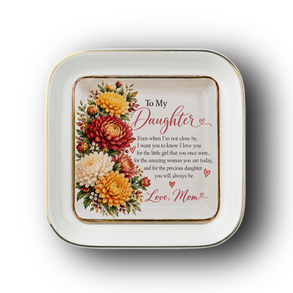 To My Daughter – November Chrysanthemum Birth Flower Jewelry Dish