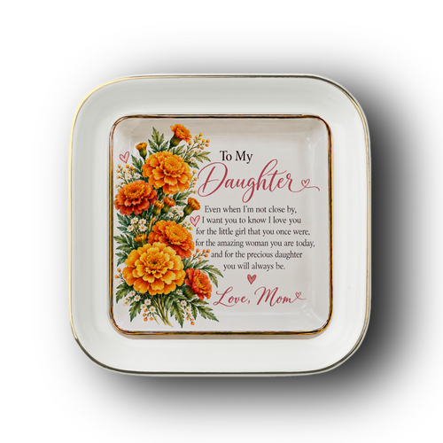 To My Daughter – October Marigolds Birth Flower Jewelry Dish