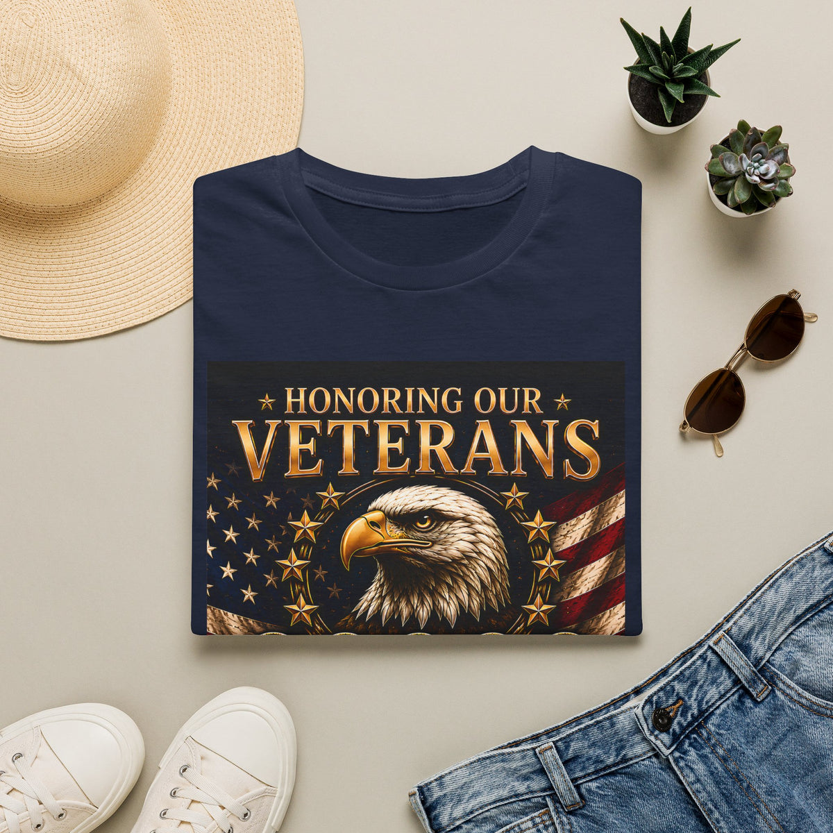 Honoring Our Veterans Eagle T-Shirt — 250 Years of Service Patriotic Veteran Tee
