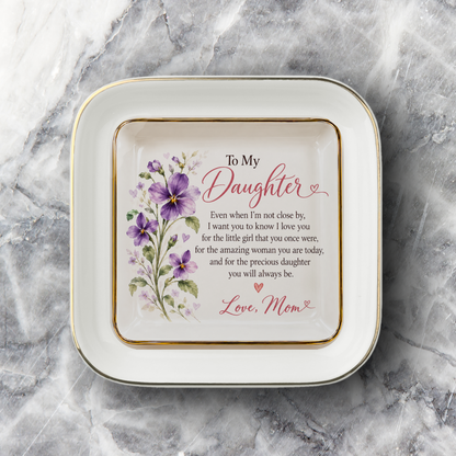 To My Daughter – February Violet Birth Flower Jewelry Dish