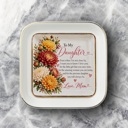 To My Daughter – November Chrysanthemum Birth Flower Jewelry Dish