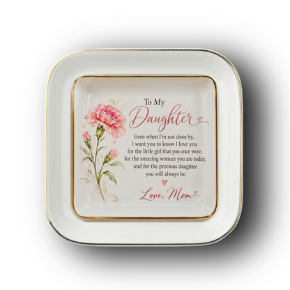 To My Daughter – January Carnation Birth Flower Jewelry Dish