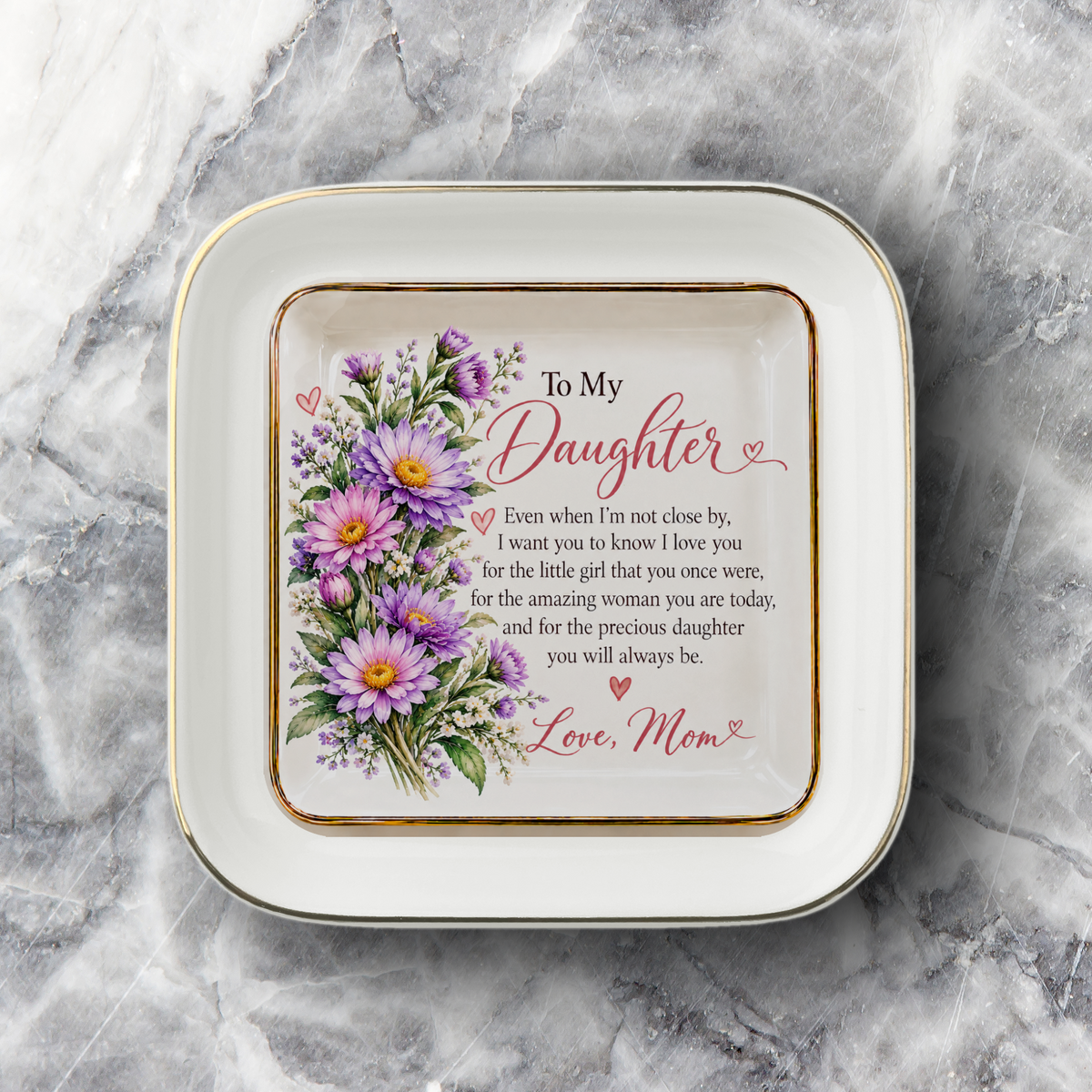 To My Daughter – September Asters Birth Flower Jewelry Dish