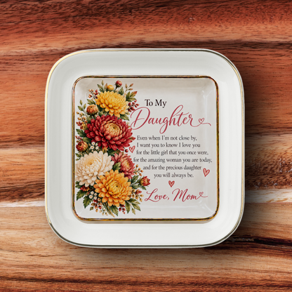 To My Daughter – November Chrysanthemum Birth Flower Jewelry Dish