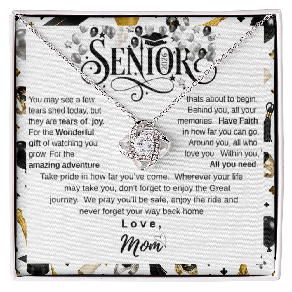 Graduation Gift for Daughter - Love Knot Necklace from Mom - Class of 2026
