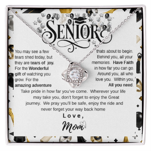 Graduation Gift for Daughter - Love Knot Necklace from Mom - Class of 2026