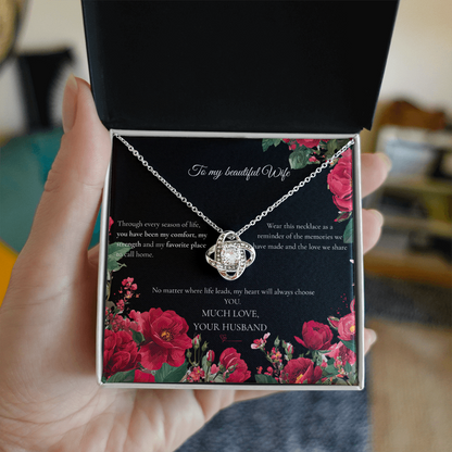 To My Beautiful Wife - Love Knot Necklace