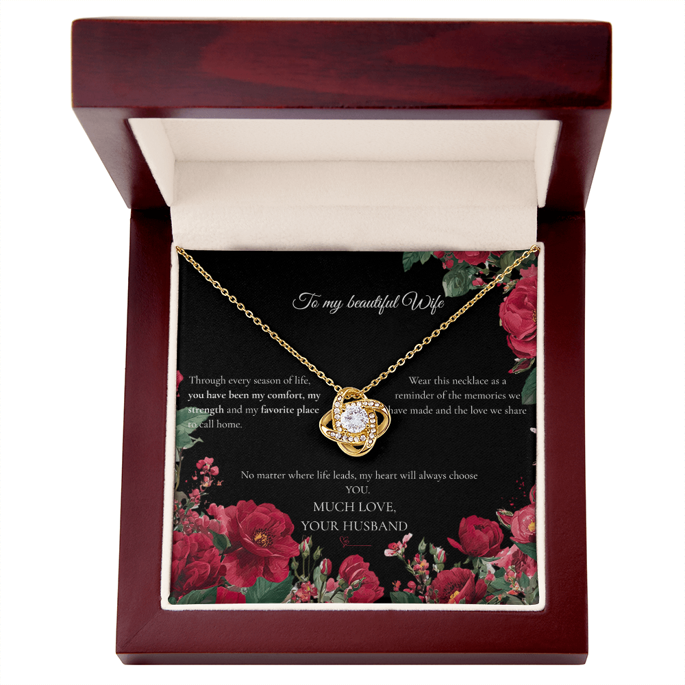 To My Beautiful Wife - Love Knot Necklace