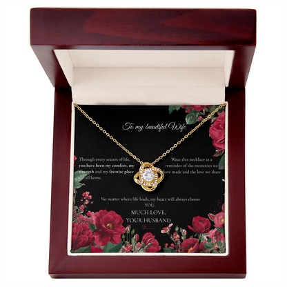 To My Beautiful Wife - Love Knot Necklace