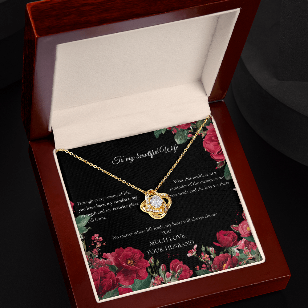 To My Beautiful Wife - Love Knot Necklace
