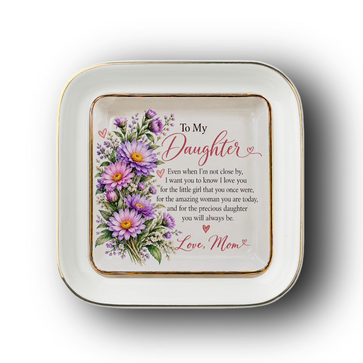 To My Daughter – September Asters Birth Flower Jewelry Dish